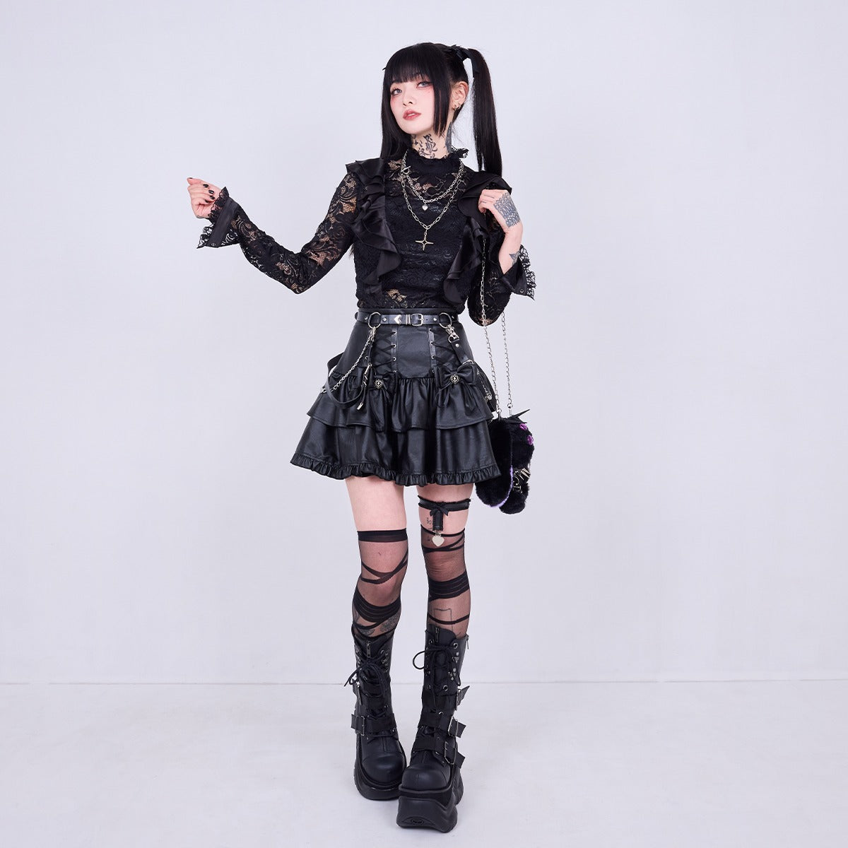 IMVAL / Highneck Lace Blouse [BLK]