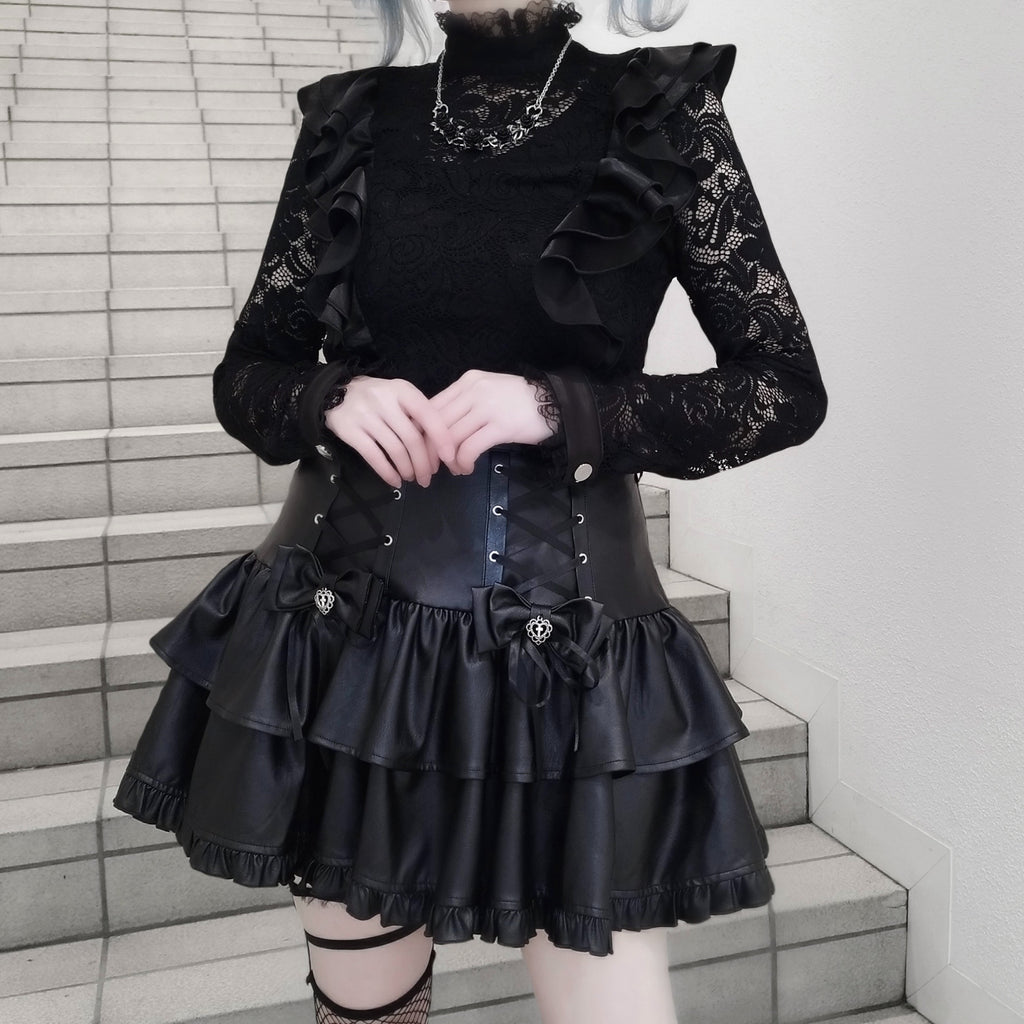 IMVAL / Highneck Lace Blouse [BLK]