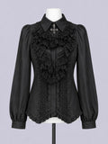 IMVAL / Classical Cross Jabot Blouse - BLK