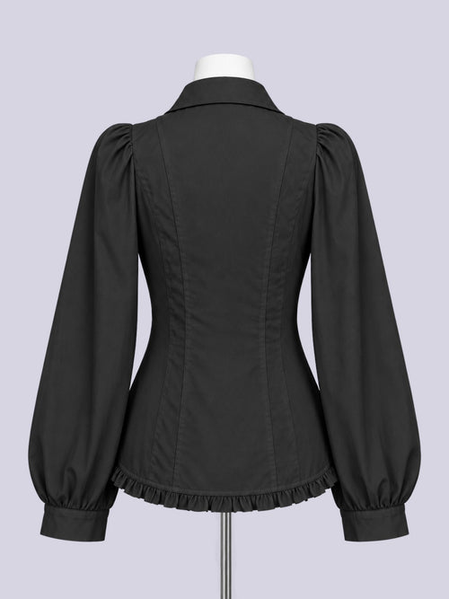 IMVAL / Classical Cross Jabot Blouse - BLK