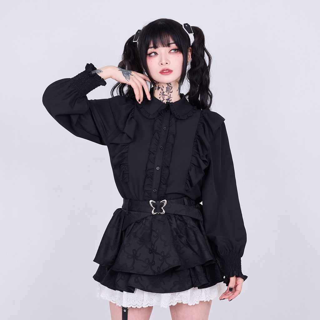 IMVAL / Big Ribbon Shirt［BLK］