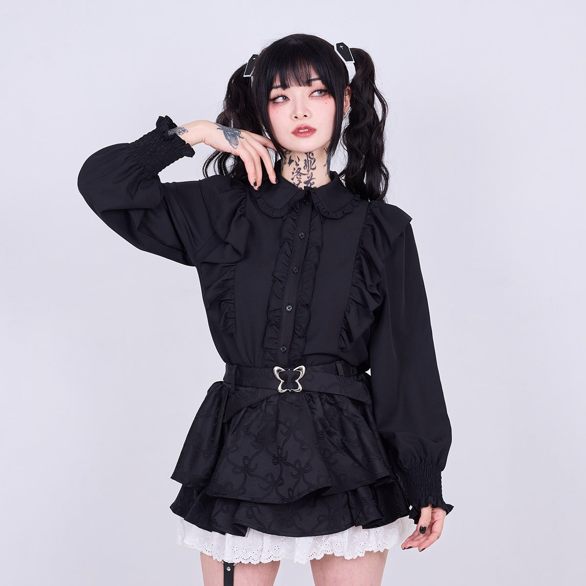 IMVAL / Big Ribbon Shirt［BLK］