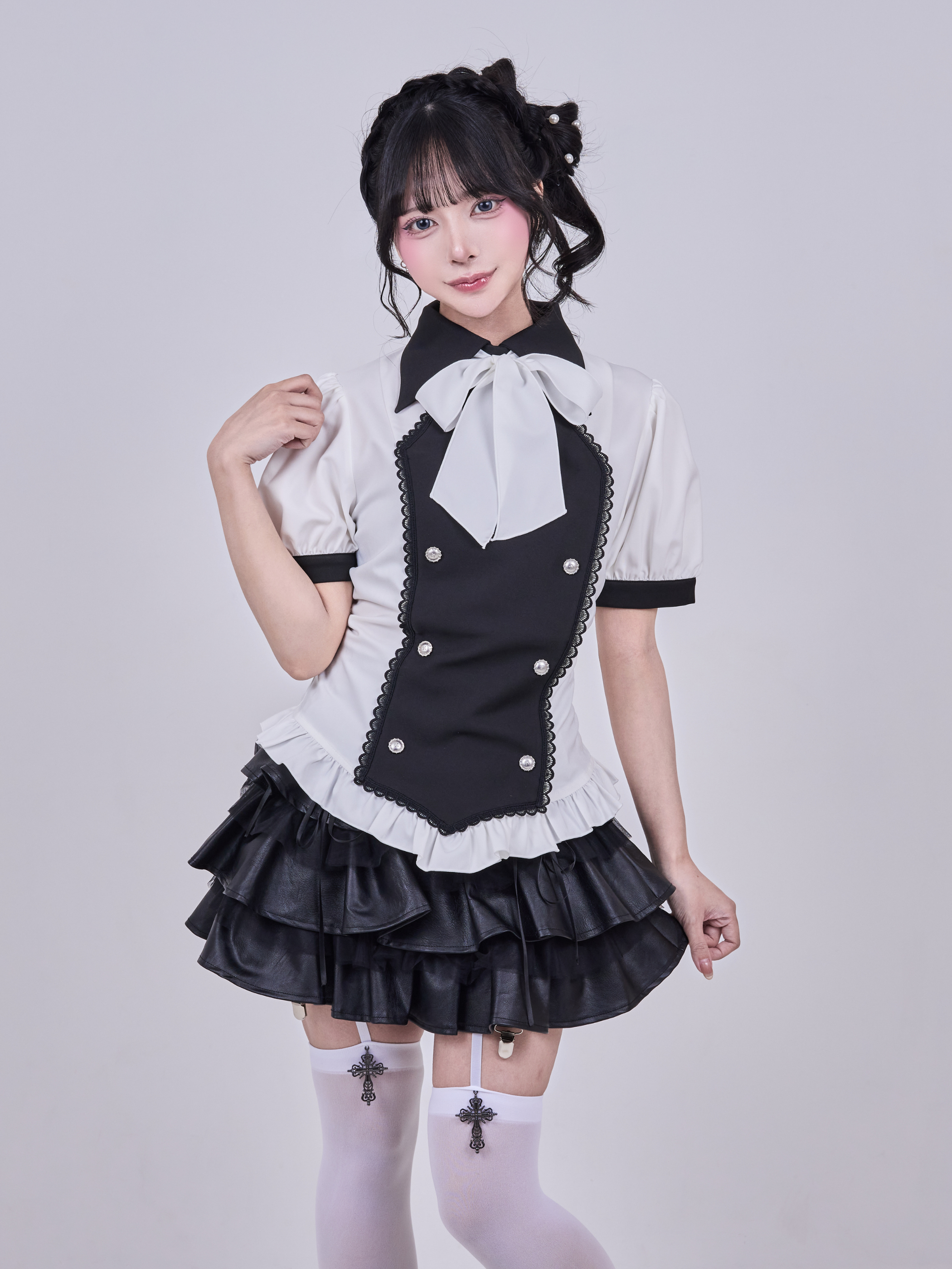 IMVAL / Napoleon Ribbon Blouse - BK×WH