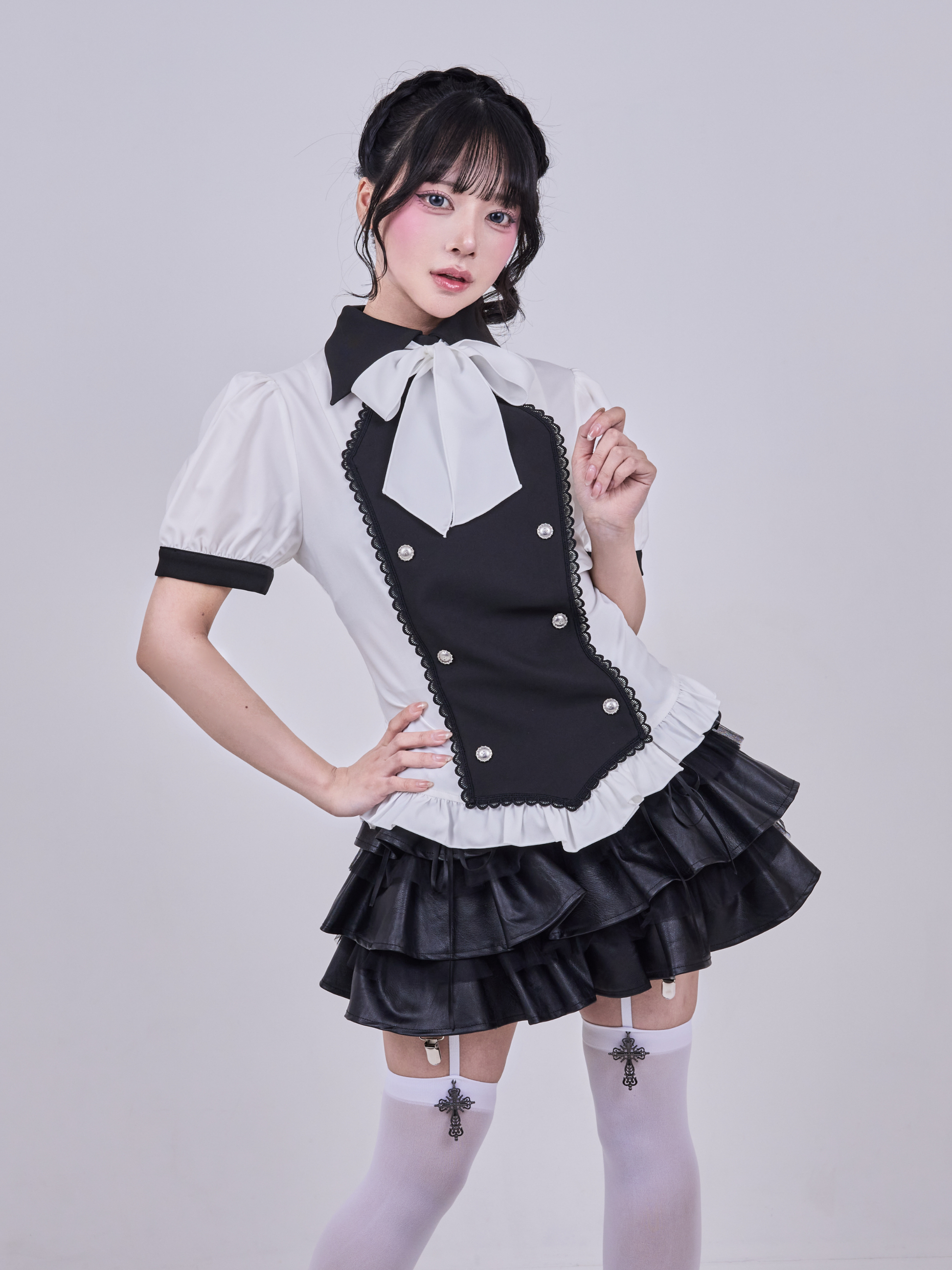 IMVAL / Napoleon Ribbon Blouse - BK×WH