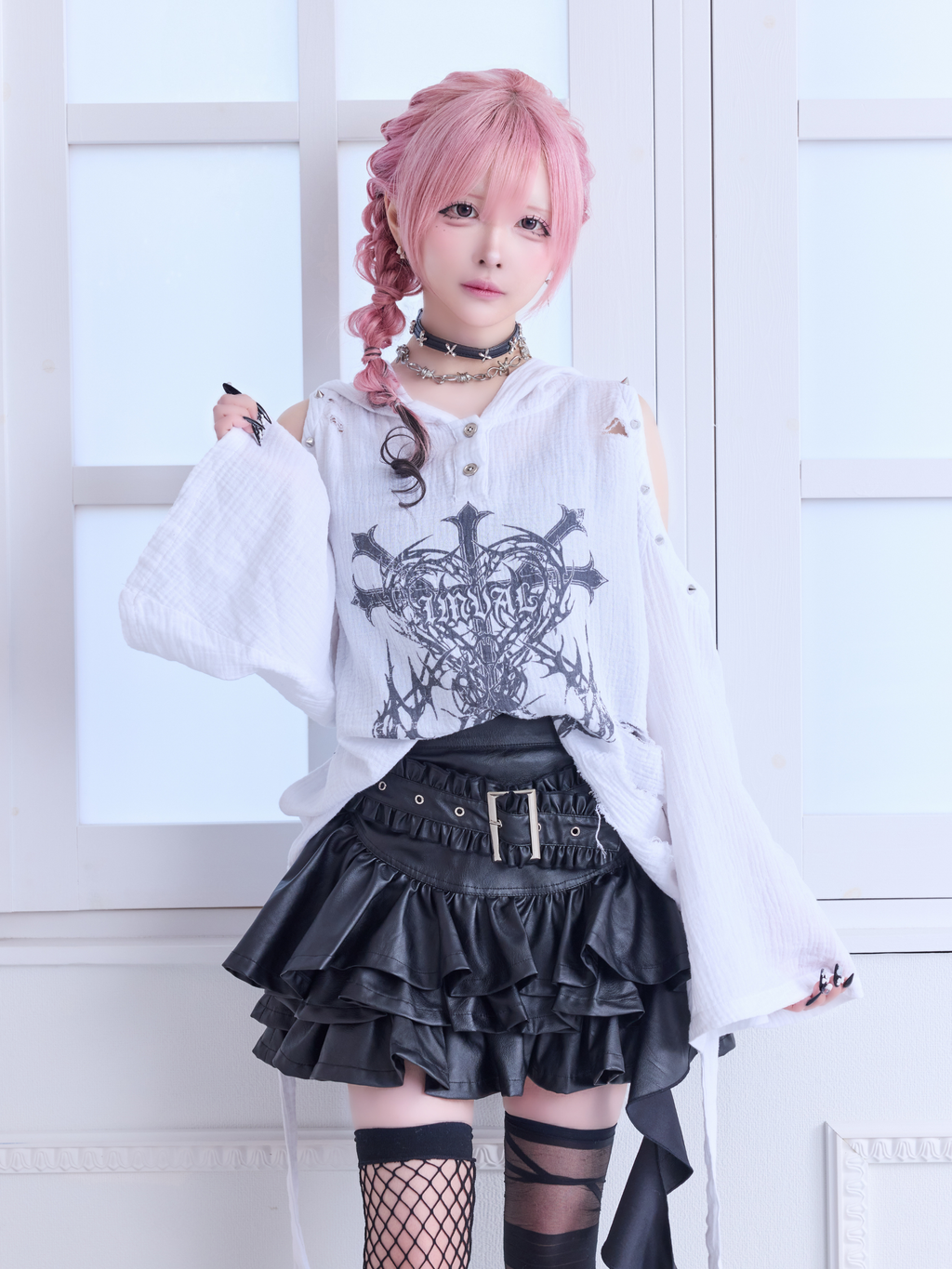IMVAL / Layered Ruffle Belted Skirt [PU]