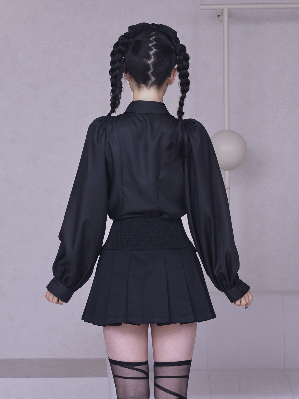 IMVAL / Classical Cross Jabot Blouse - BLK