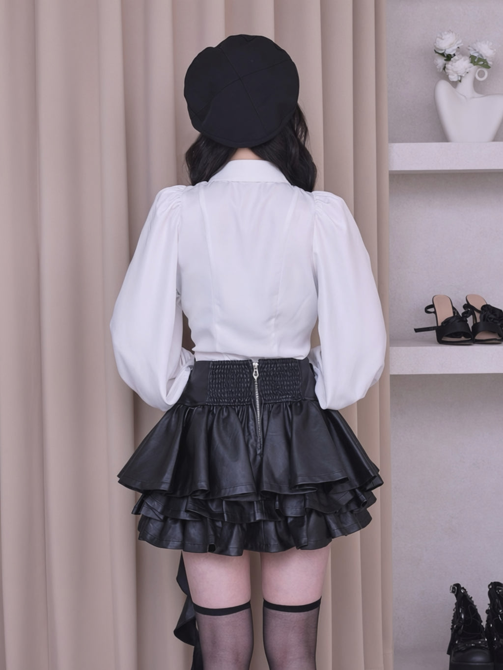 IMVAL / Classical Cross Jabot Blouse - WHT