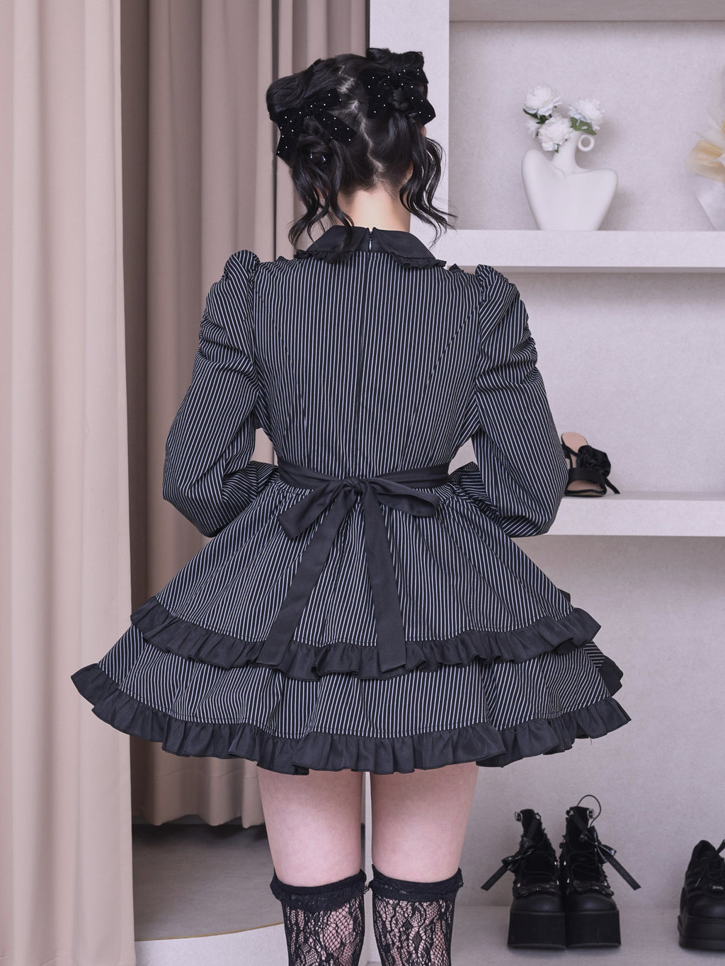 IMVAL / Frill Maid Dress - STRIPE