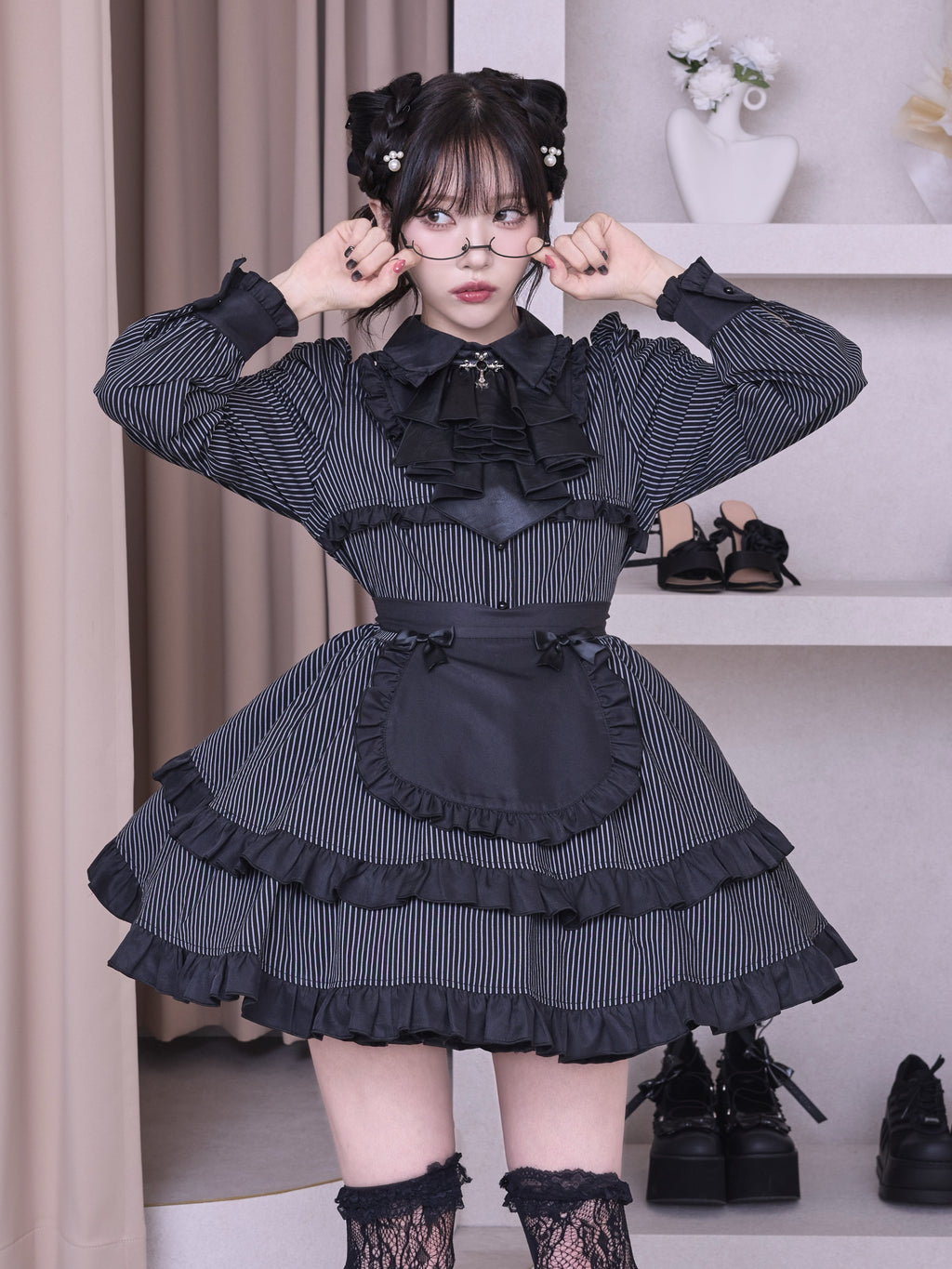IMVAL / Frill Maid Dress - STRIPE
