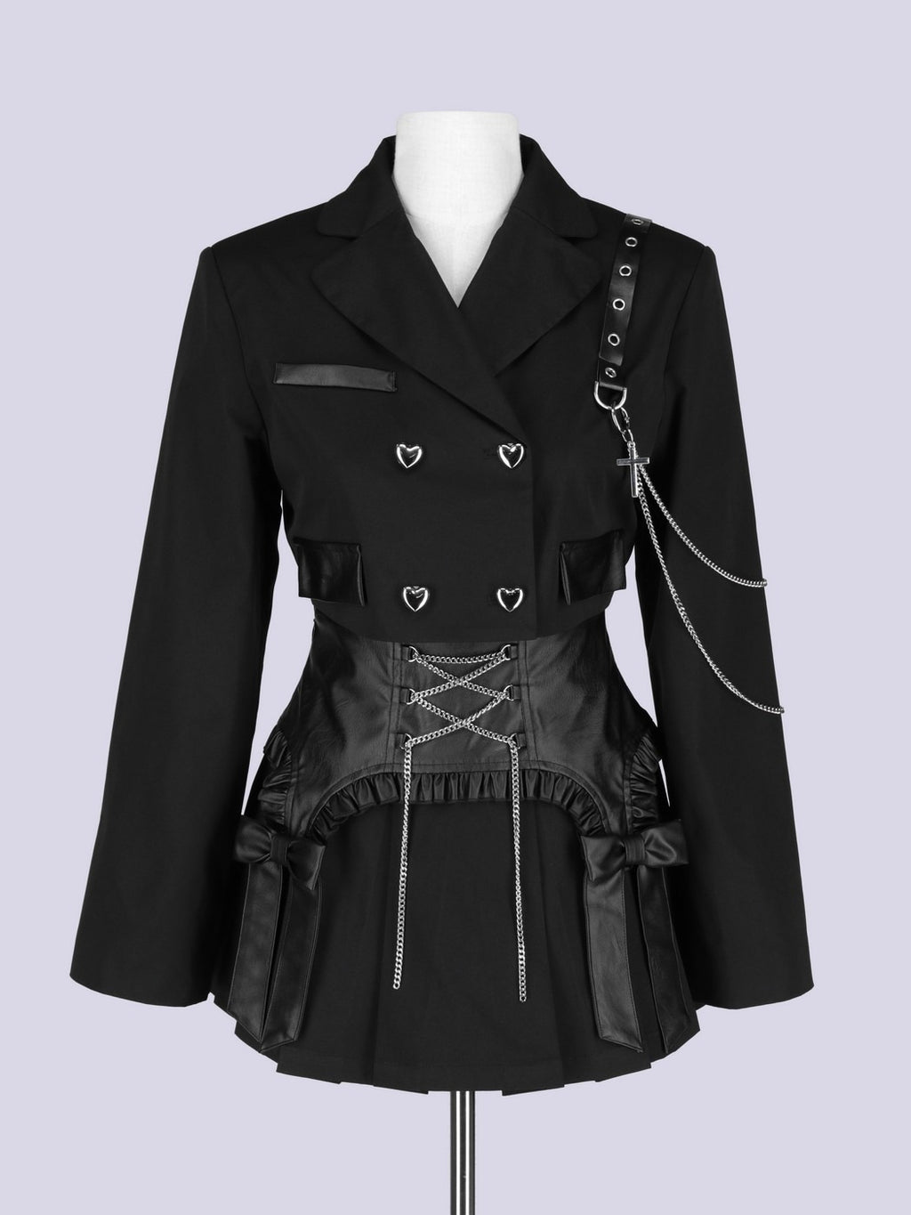 IMVAL / Cut-out Jacket & Skirt Set［BLK］