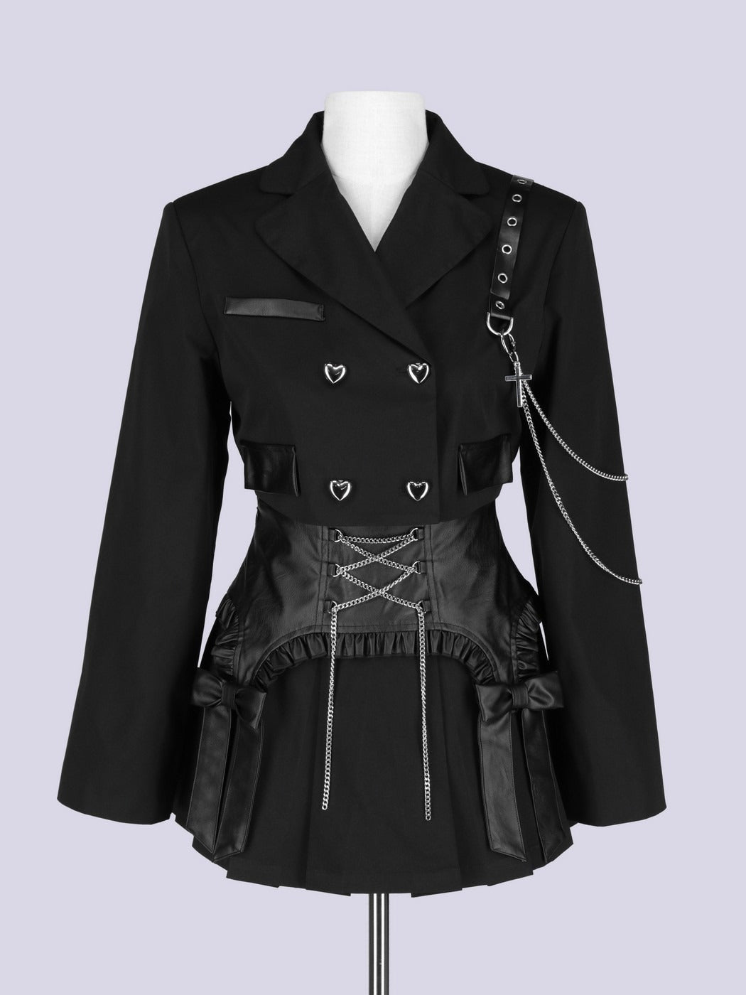 IMVAL / Cut-out Jacket & Skirt Set［BLK］