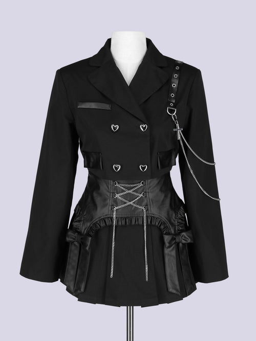 IMVAL / Cut-out Jacket & Skirt Set［BLK］