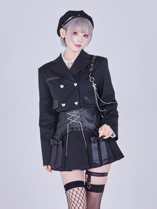 IMVAL / Cut-out Jacket & Skirt Set［BLK］