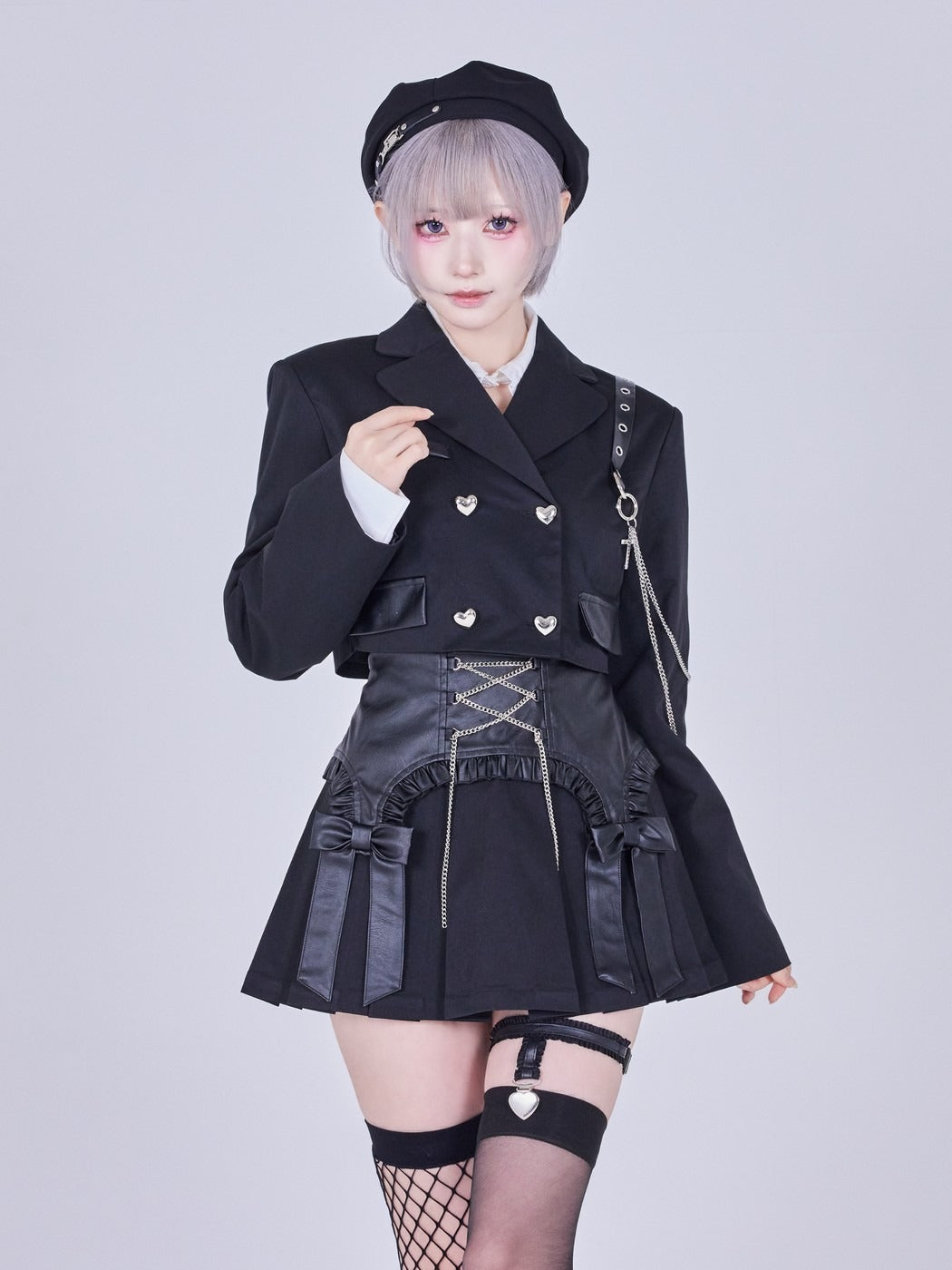 IMVAL / Cut-out Jacket & Skirt Set - BLK