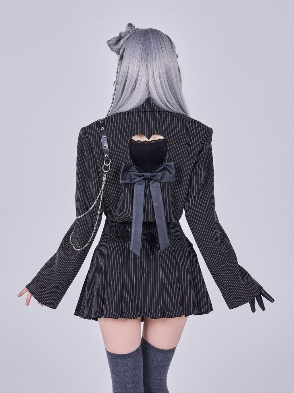 IMVAL / Cut-out Jacket & Skirt Set［STRIPE］