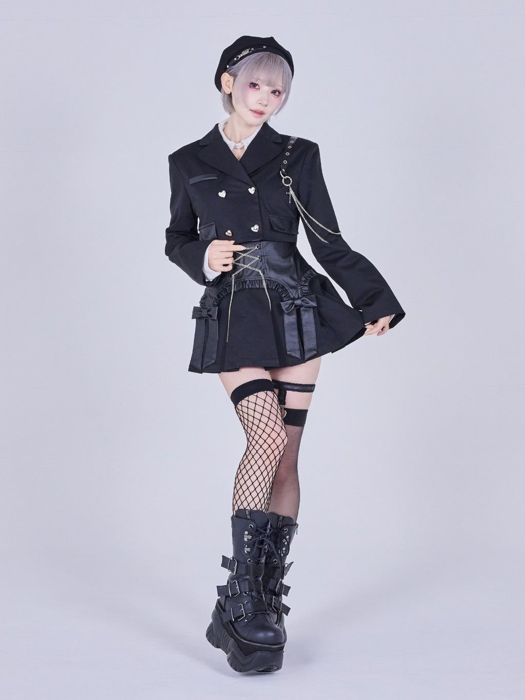 IMVAL / Cut-out Jacket & Skirt Set［BLK］