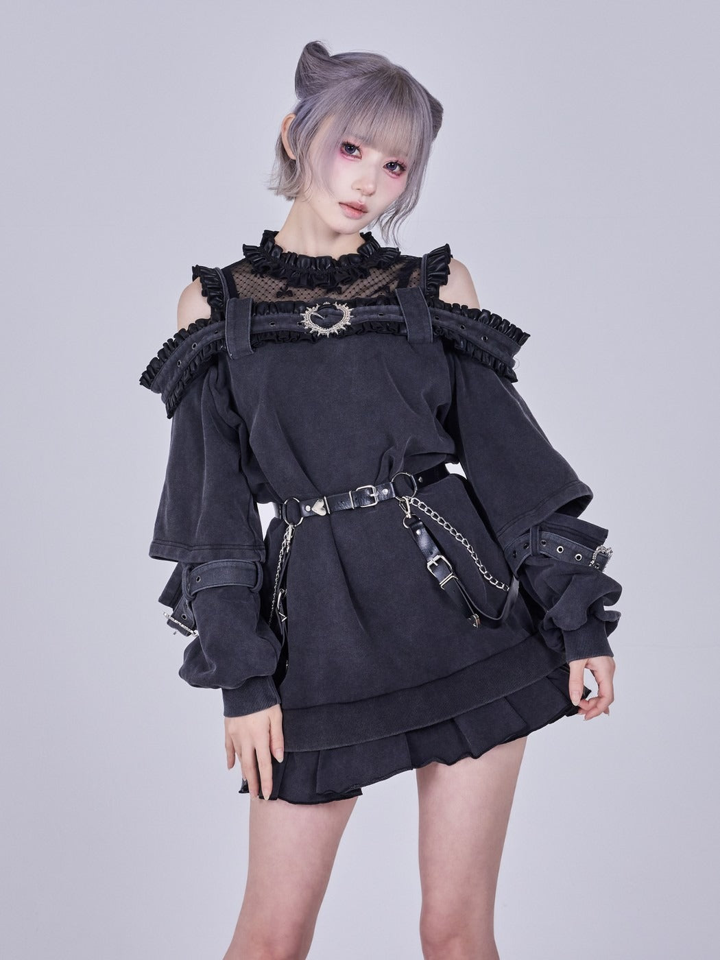 IMVAL / Highneck Off Shoulder Dress［INK］