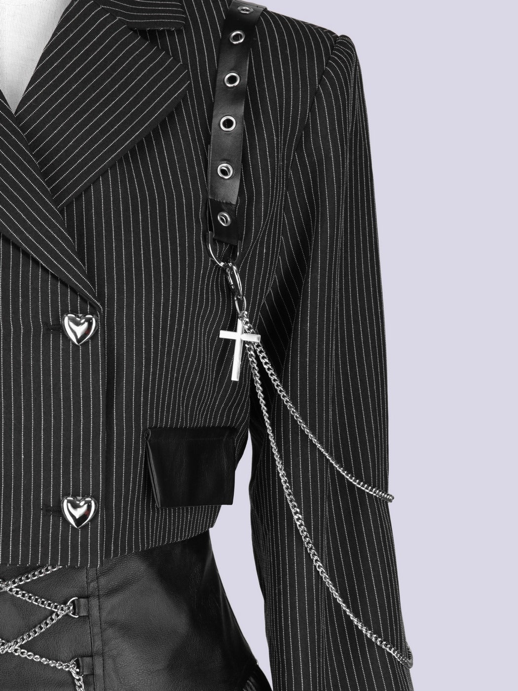 IMVAL / Cut-out Jacket & Skirt Set - STRIPE