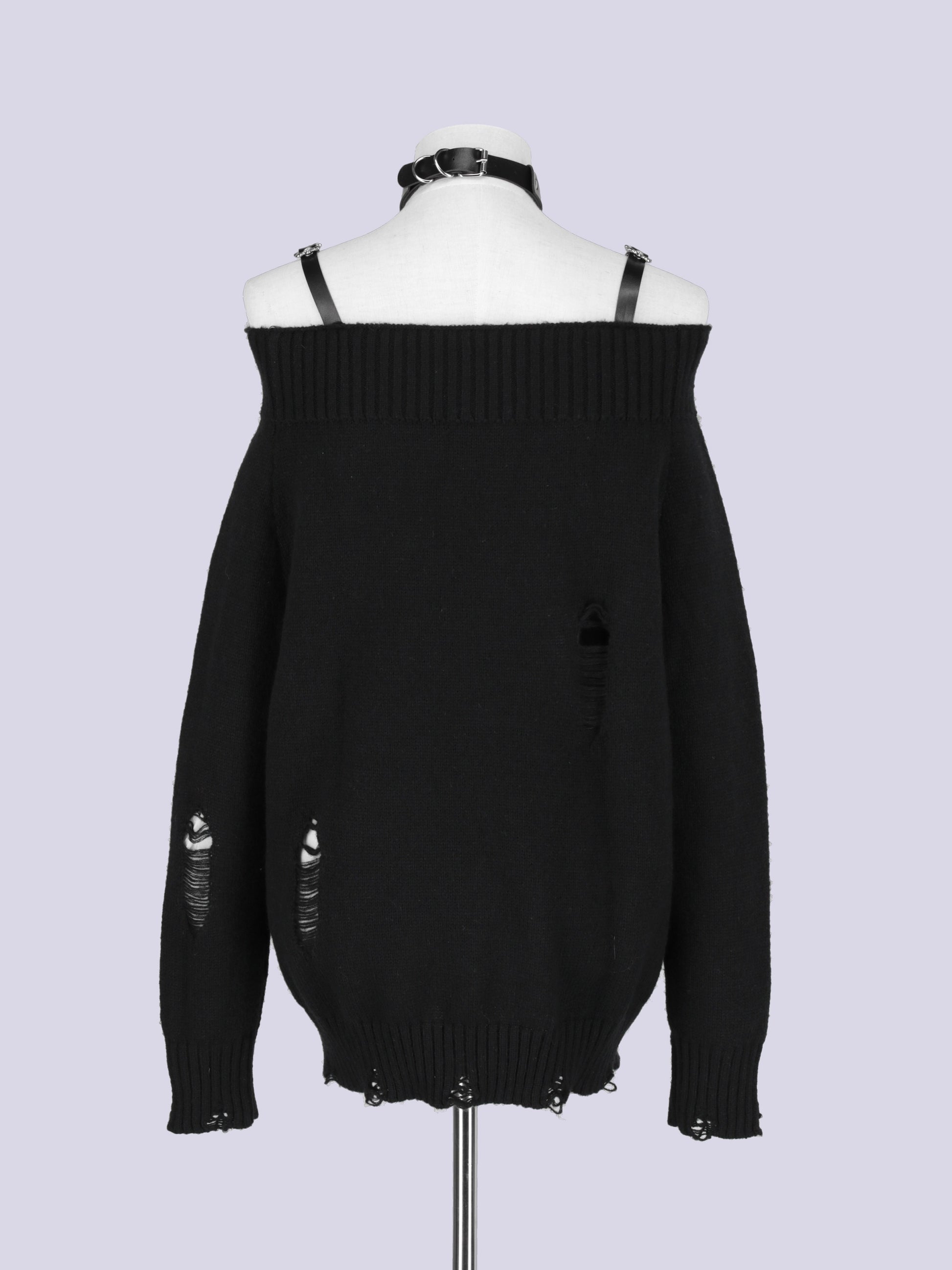 IMVAL / Off-Shoulder Sweater + Collar SET