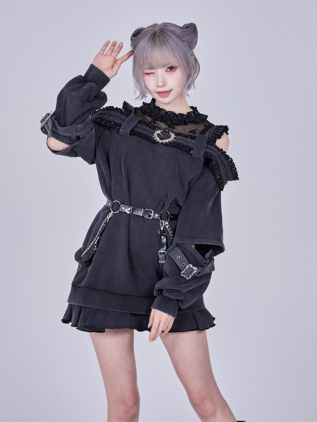 IMVAL / Highneck Off Shoulder Dress［INK］