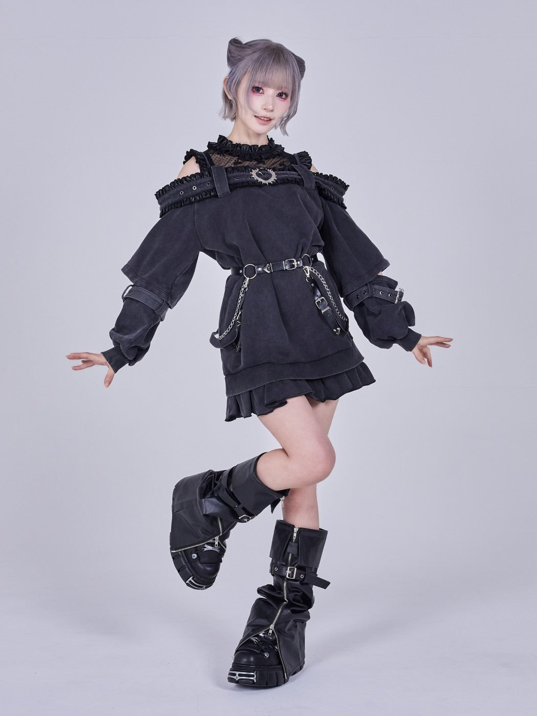 IMVAL / Highneck Off Shoulder Dress［INK］